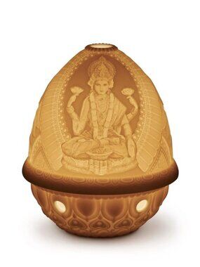 LLADRÓ Goddess Lakshmi Lithophane Porcelain Night Lamp  Intricate Relief Design